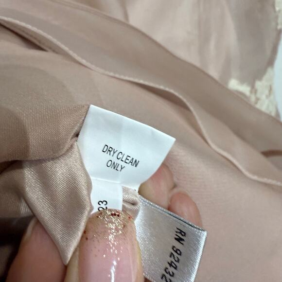 Kay Unger Blush Lace Ruffle Detail Midi Dress Sz 10 NWT - Picture 7 of 14